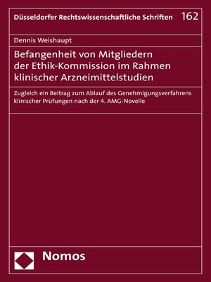 cover image of Befangenheit von Mitgliedern der Ethik-Kommission im Rahmen klinischer Arzneimittelstudien